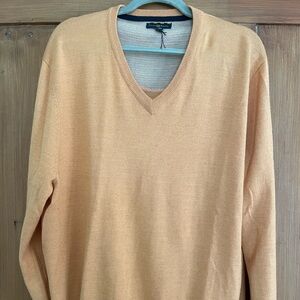 NWOT Men’s Club Room V-Neck Soft Copper Orange Merino Wool Blend Sweater XL